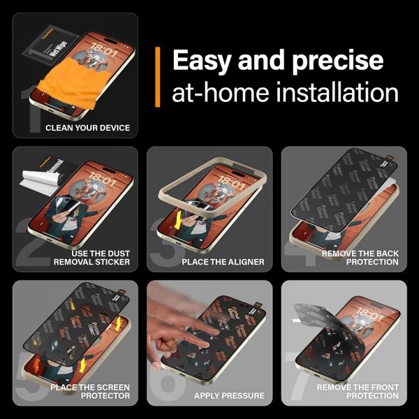 PanzerGlass iPhone 15 Plus Skärmskydd Ultra-Wide Fit Privacy EasyAligner