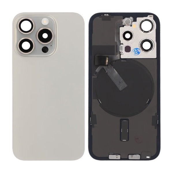 iPhone 15 Pro Baksida Glas Komplett Original Naturlig Titan