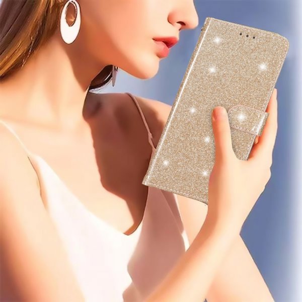 iPhone 15 Pro Fodral Glitter Guld