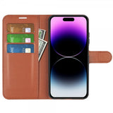 iPhone 15 Pro Fodral Litchi Brun