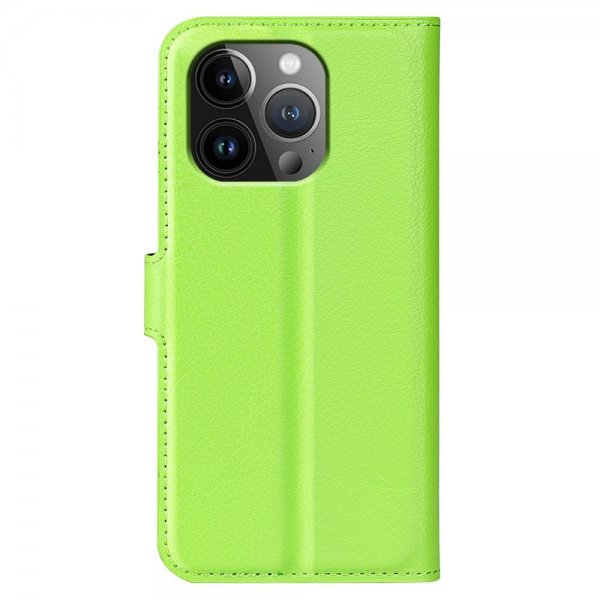 iPhone 15 Pro Fodral Litchi Grön