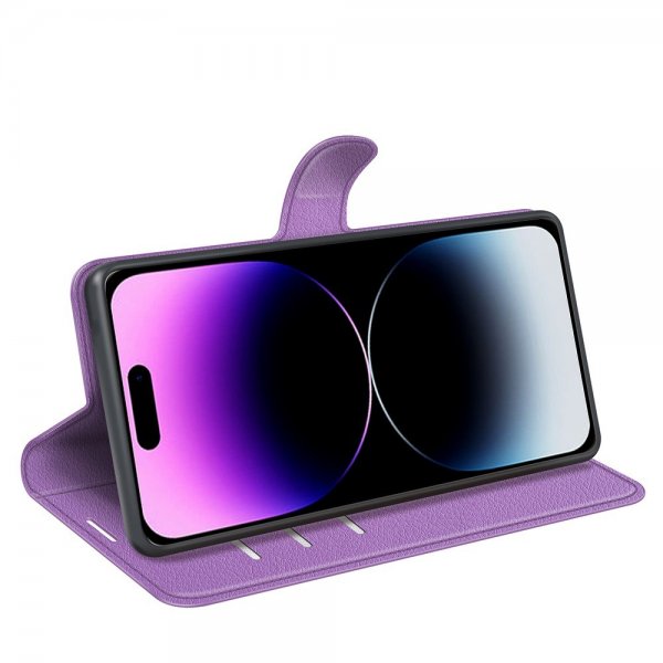 iPhone 15 Pro Fodral Litchi Lila