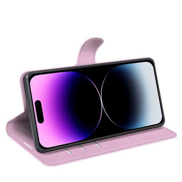 iPhone 15 Pro Fodral Litchi Rosa