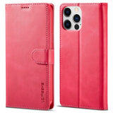 Lc.Imeeke iPhone 15 Pro Fodral med Kortfack Stativfunktion Magenta
