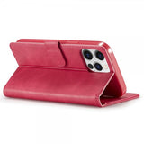 Lc.Imeeke iPhone 15 Pro Fodral med Kortfack Stativfunktion Magenta