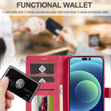 Lc.Imeeke iPhone 15 Pro Fodral med Kortfack Stativfunktion Magenta