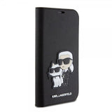 Karl Lagerfeld iPhone 15 Pro Fodral NFT Karl & Choupette Patch Saffiano Svart