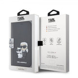 Karl Lagerfeld iPhone 15 Pro Fodral NFT Karl & Choupette Patch Saffiano Svart
