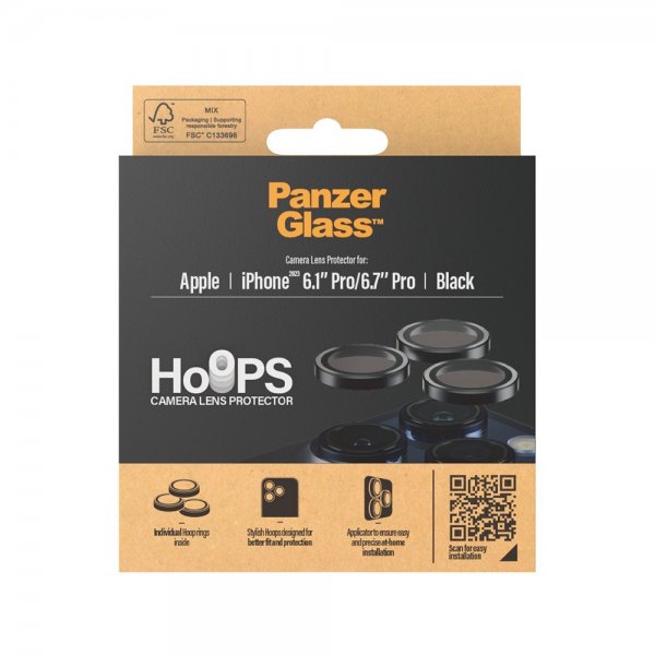 PanzerGlass iPhone 15 Pro/iPhone 15 Pro Max Kameraskydd Hoops Svart