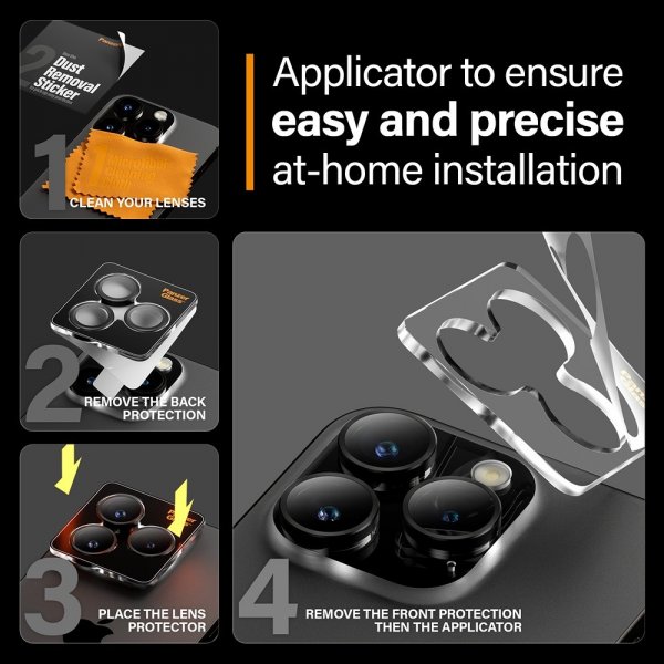 PanzerGlass iPhone 15 Pro/iPhone 15 Pro Max Kameraskydd Hoops Svart