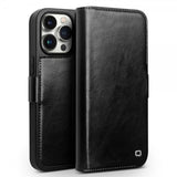 Qialino iPhone 15 Pro Max Fodral Äkta Läder Svart