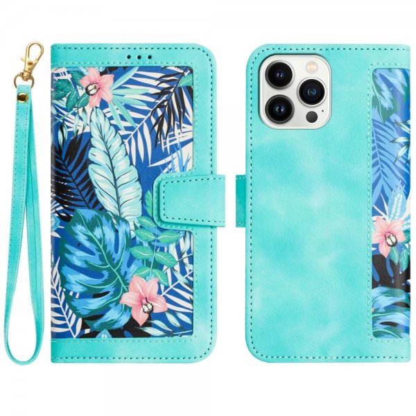 iPhone 15 Pro Max Fodral Blommönster Grön