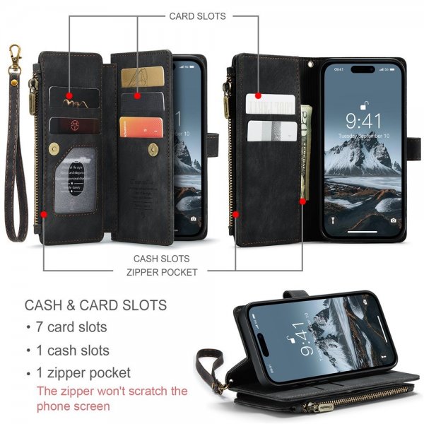 CaseMe iPhone 15 Pro Max Fodral C30 Series Svart