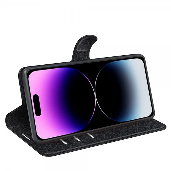 iPhone 15 Pro Max Fodral Litchi Svart