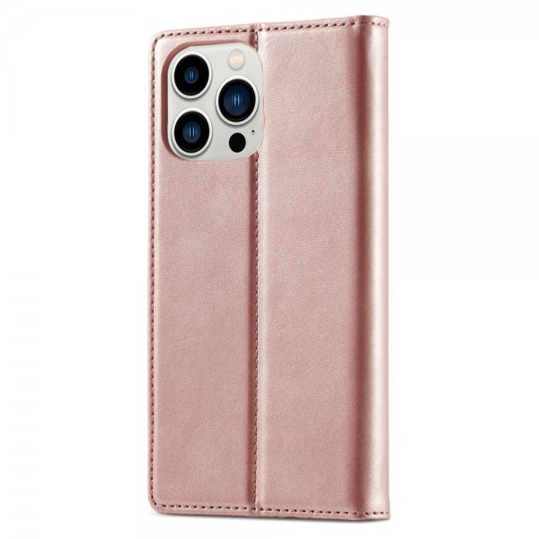 Lc.Imeeke iPhone 15 Pro Max Fodral med Kortfack Flip Roseguld