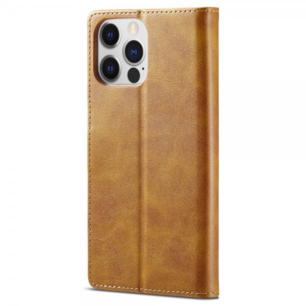 Lc.Imeeke iPhone 15 Pro Max Fodral med Kortfack Stativfunktion Ljusbrun