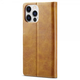 Lc.Imeeke iPhone 15 Pro Max Fodral med Kortfack Stativfunktion Ljusbrun