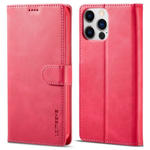 Lc.Imeeke iPhone 15 Pro Max Fodral med Kortfack Stativfunktion Magenta