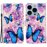 iPhone 15 Pro Max Fodral Motiv Lila Blommor Blåa Fjärilar