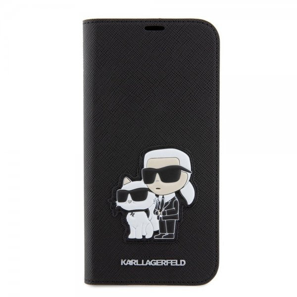 Karl Lagerfeld iPhone 15 Pro Max Fodral NFT Karl & Choupette Patch Saffiano Svart