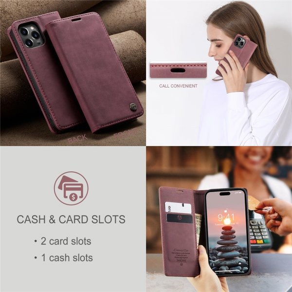 CaseMe iPhone 15 Pro Max Fodral Retro Flip Röd