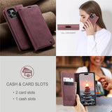 CaseMe iPhone 15 Pro Max Fodral Retro Flip Röd