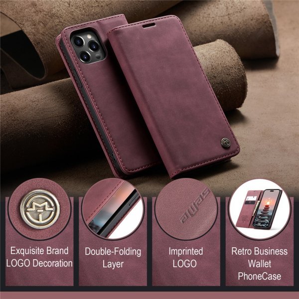 CaseMe iPhone 15 Pro Max Fodral Retro Flip Röd