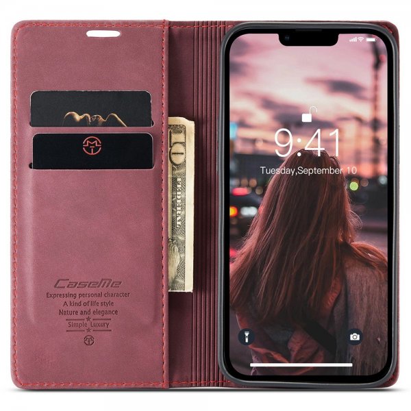 CaseMe iPhone 15 Pro Max Fodral Retro Flip Röd