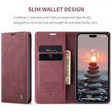 CaseMe iPhone 15 Pro Max Fodral Retro Flip Röd
