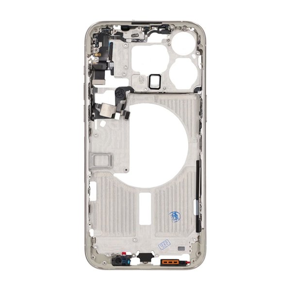 iPhone 15 Pro Max Mittenram med smådelar OEM - Titanvit