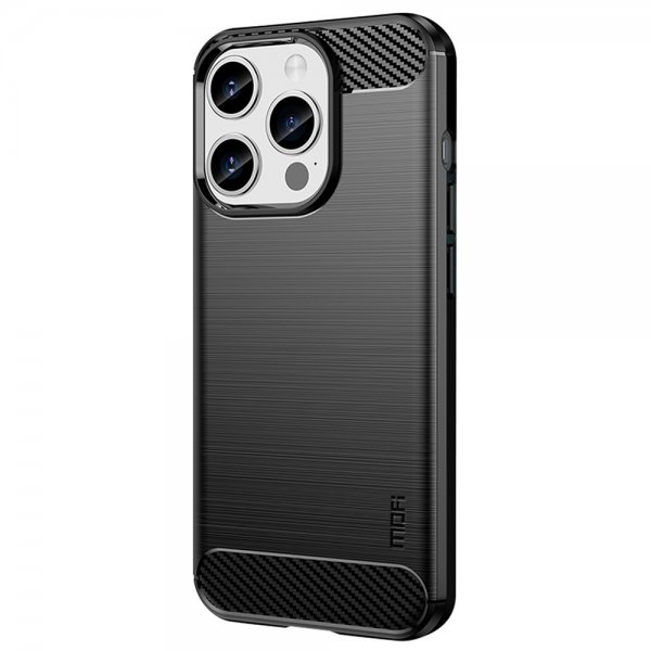 Mofi iPhone 15 Pro Max Skal Borstad Kolfibertextur Svart
