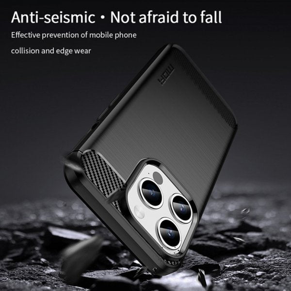 Mofi iPhone 15 Pro Max Skal Borstad Kolfibertextur Svart