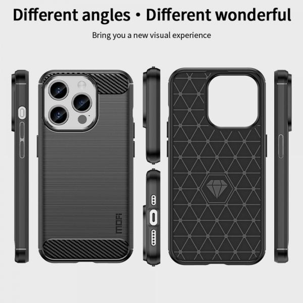 Mofi iPhone 15 Pro Max Skal Borstad Kolfibertextur Svart