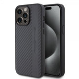 Mercedes Benz iPhone 15 Pro Max Skal Carbon Effect Leather Stripe AMG Svart