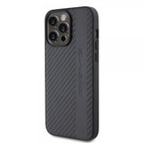 Mercedes Benz iPhone 15 Pro Max Skal Carbon Effect Leather Stripe AMG Svart