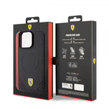 Ferrari iPhone 15 Pro Max Skal Carbon PU Leather MagSafe Svart