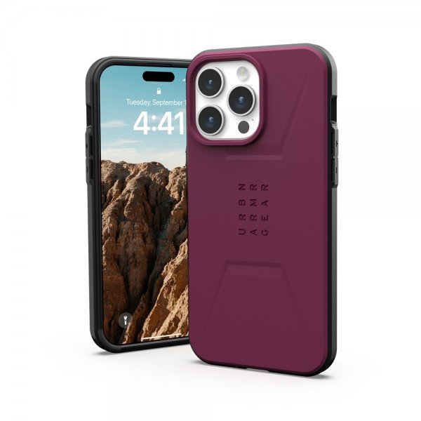 Urban Armor Gear (UAG) iPhone 15 Pro Max Skal Civilian MagSafe Bordeaux