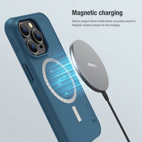 Nillkin iPhone 15 Pro Max Skal Frosted Shield Pro MagSafe Blå