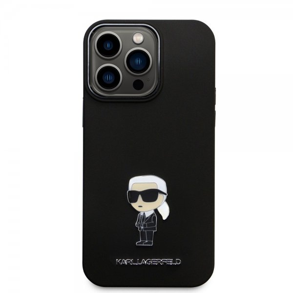 Karl Lagerfeld iPhone 15 Pro Max Skal Ikonik Metal Pin Svart