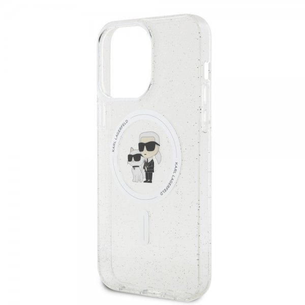 Karl Lagerfeld iPhone 15 Pro Max Skal Karl & Choupette Glitter MagSafe Transparent