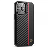 Lc.Imeeke iPhone 15 Pro Max Skal Kolfibertextur Röd Stripe Svart