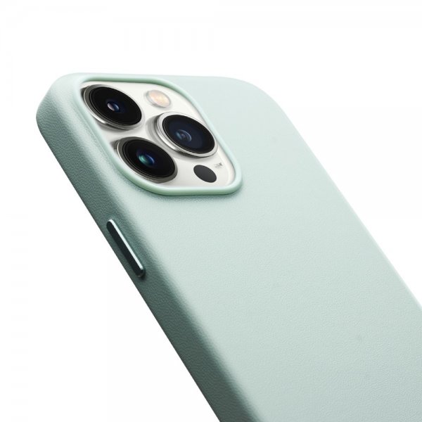 Qialino iPhone 15 Pro Max Skal Konstläder MagSafe Grön