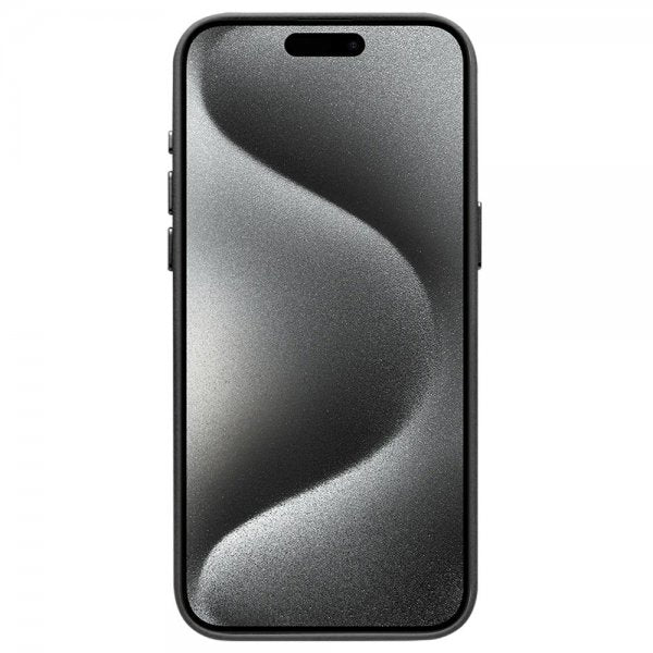 Qialino iPhone 15 Pro Max Skal Konstläder MagSafe Svart
