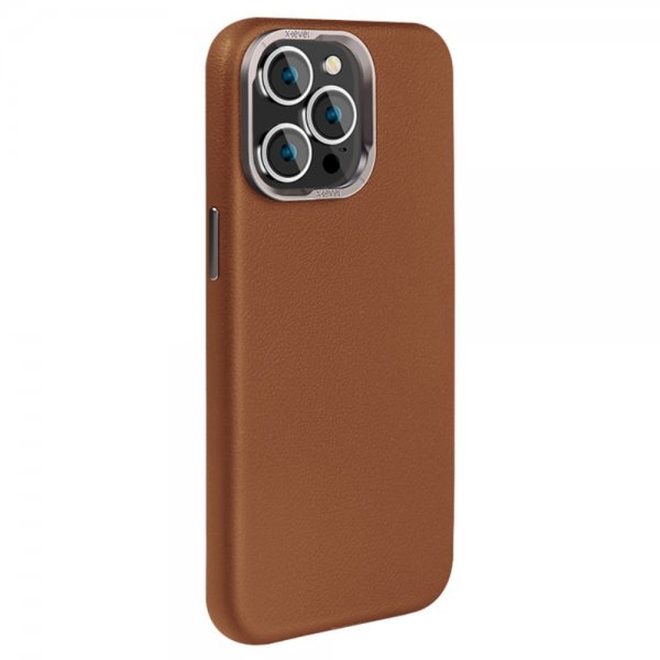 X-Level iPhone 15 Pro Skal Lädertextur MagSafe Brun