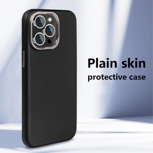 X-Level iPhone 15 Pro Skal Lädertextur MagSafe Svart