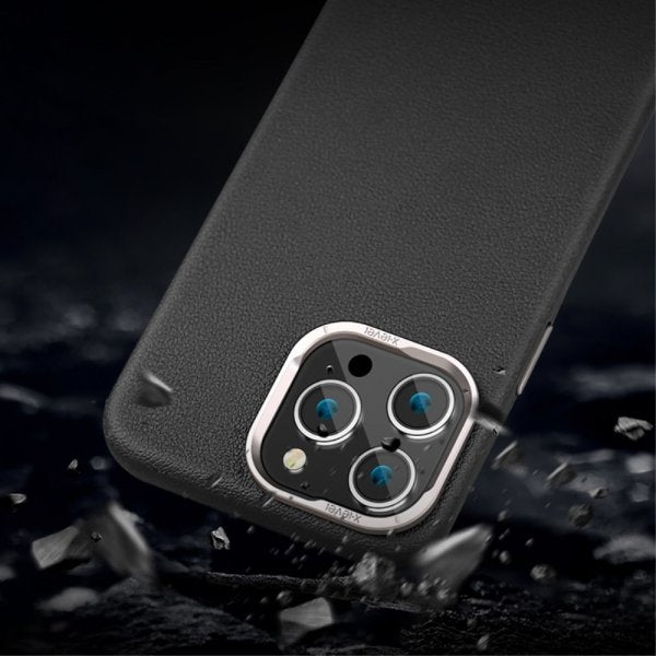 X-Level iPhone 15 Pro Skal Lädertextur MagSafe Svart
