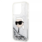 Karl Lagerfeld iPhone 15 Pro Max Skal Liquid Glitter NFT Karl Silver