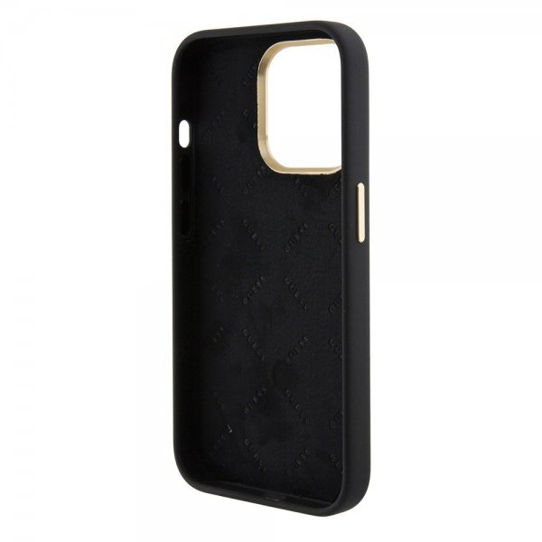 Guess iPhone 15 Pro Max Skal Liquid Silicone Metal Logo Svart