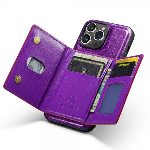 Dg.Ming iPhone 15 Pro Max Skal M3 Series Löstagbar Korthållare Glitter Lila