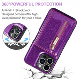 Dg.Ming iPhone 15 Pro Max Skal M3 Series Löstagbar Korthållare Glitter Lila